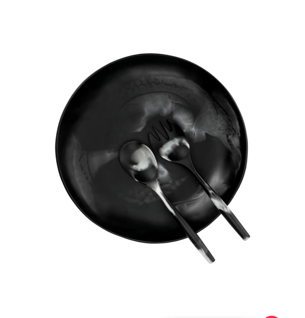 Resin Bowl -Black White Swirl