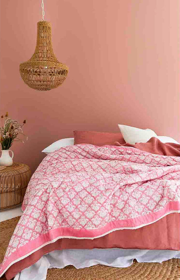Pink Jaipur Royal Quilt (King Size)