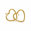 Gold heart-shaped hoop earrings on a white background