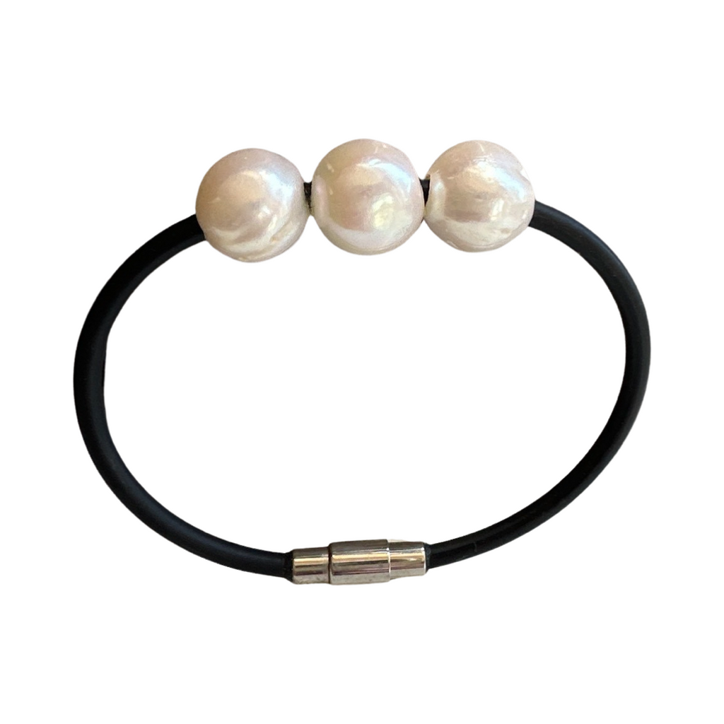 Neoprene and Pearl bracelet 
