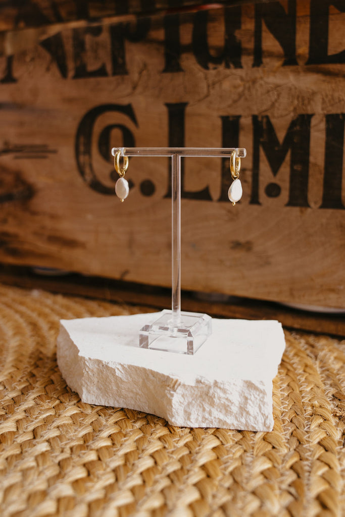 gold huggies and frehwater pearl earrings