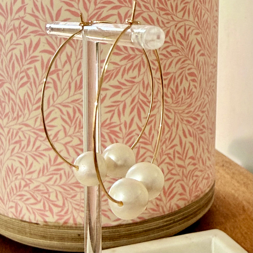 Gold Filled hoop earrings with Freshwater pearls