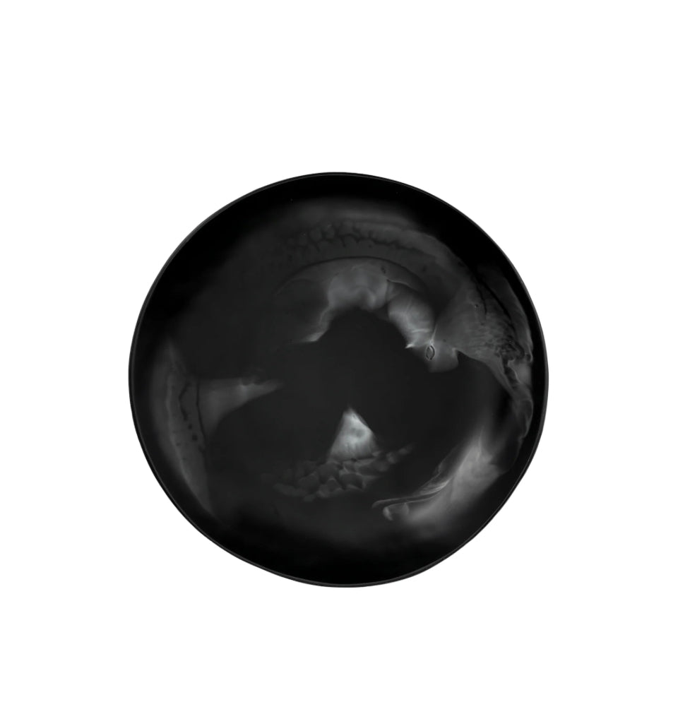 Resin Bowl - Black White Swirl