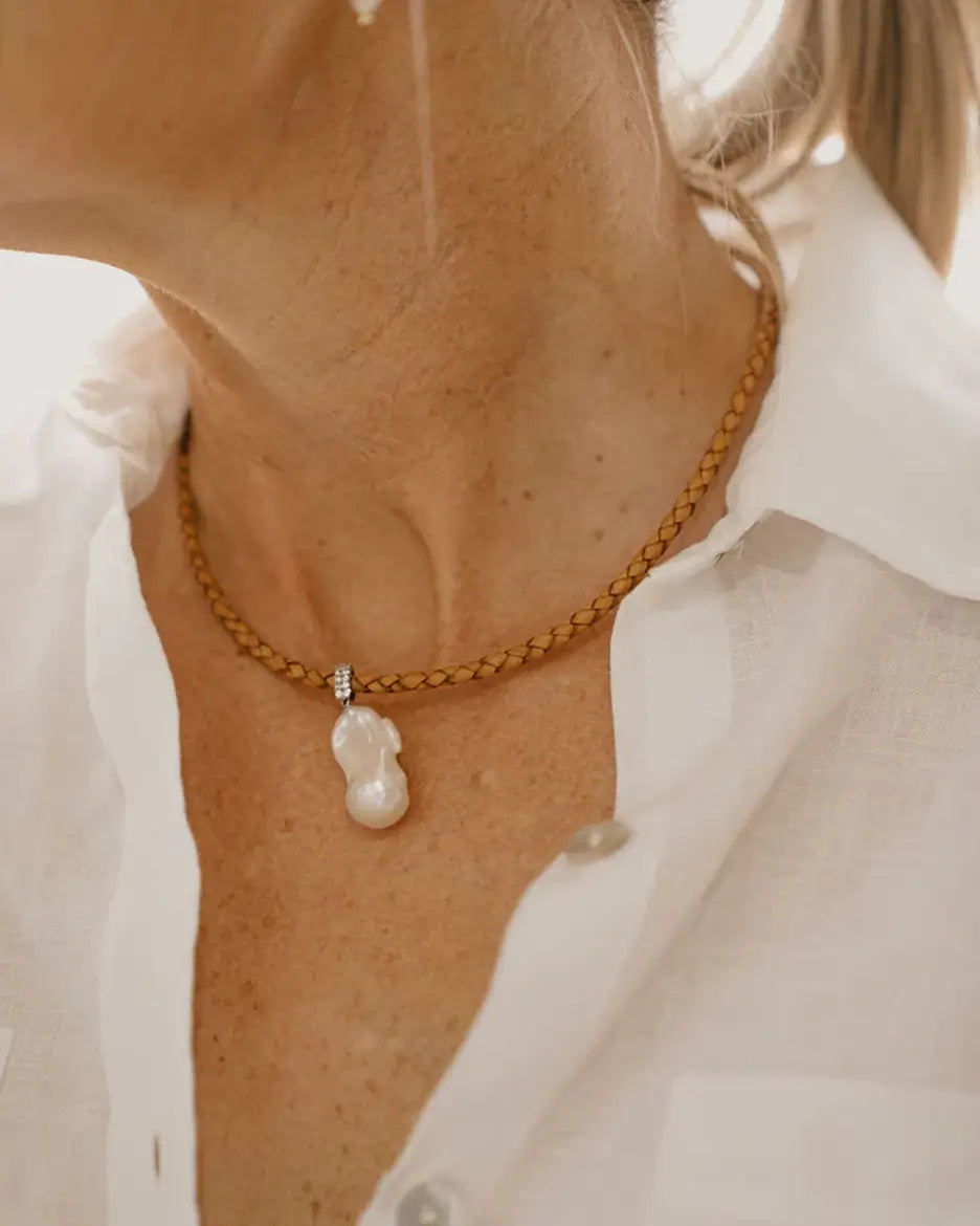 Tess Necklace - FWP + Leather