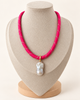 hot pink woven cord necklace with freshwater pearl necklace