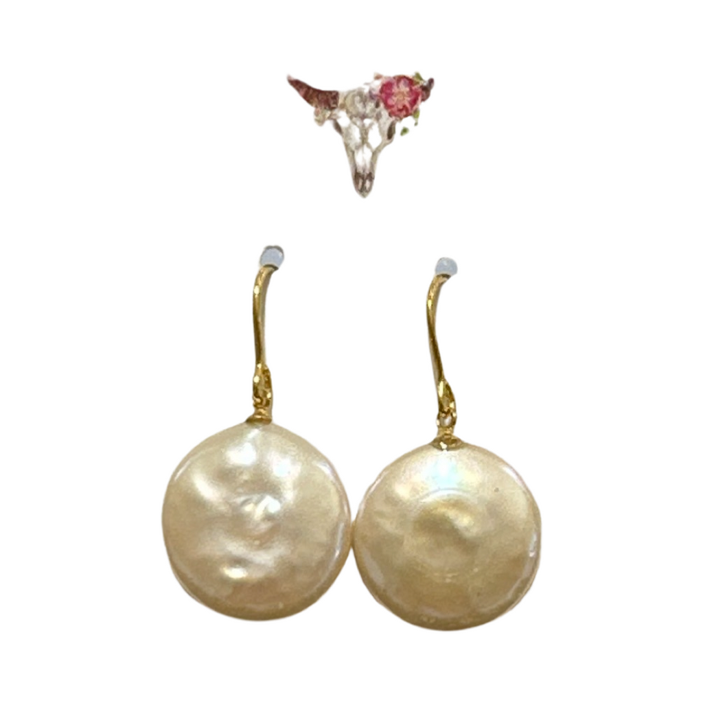 Coin Pearl + Gold Earring