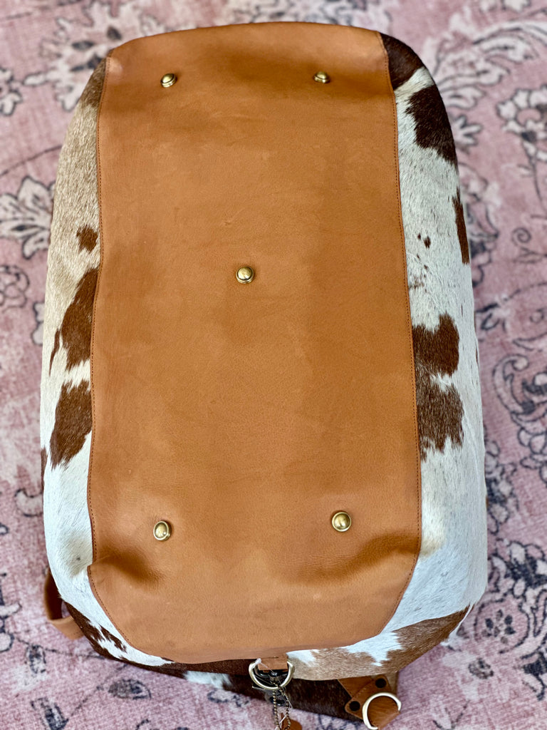 cow hide duffle bag