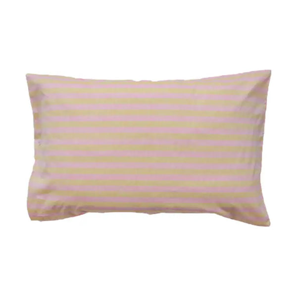 woven stripe pillow case, 100% cotton, pale pink & yellow