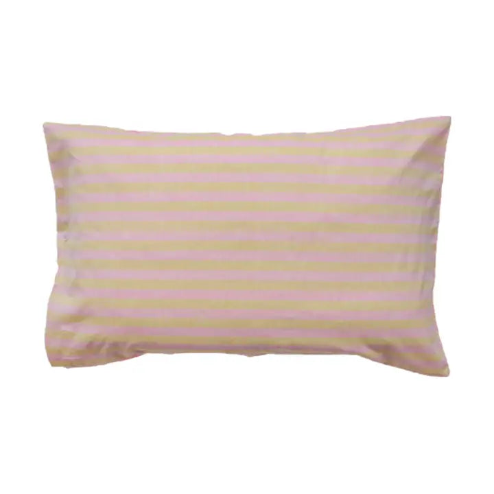 woven stripe pillow case, 100% cotton, pale pink & yellow