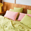 woven stripe pillow case, 100% cotton, pale pink & yellow