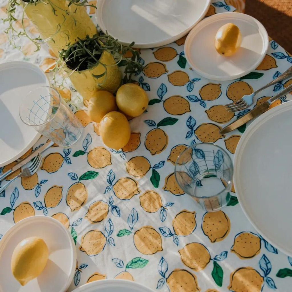 Navy Lemon Tablecloth