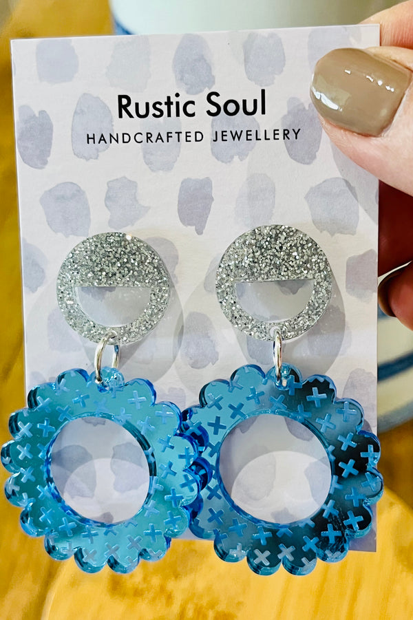 Silver & Blue Dazzlers Earrings