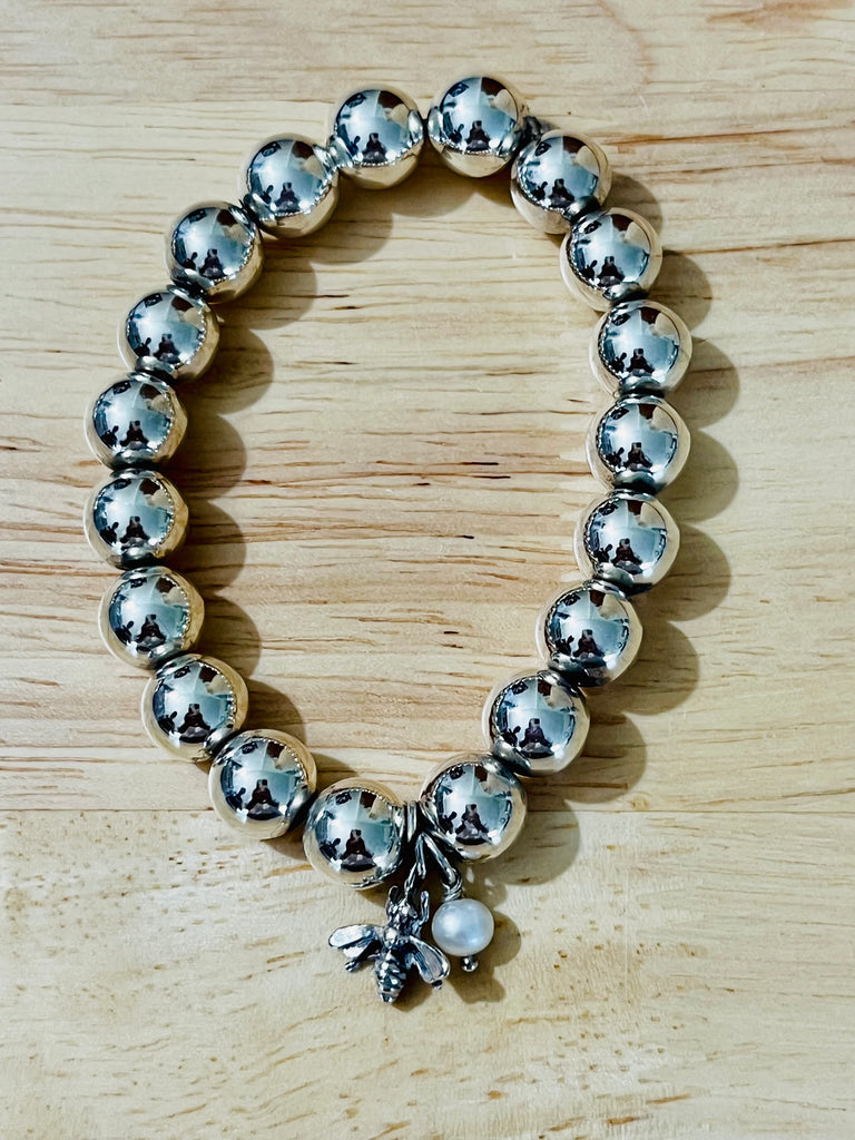 Sterling Silver Bracelet + Bee Charm