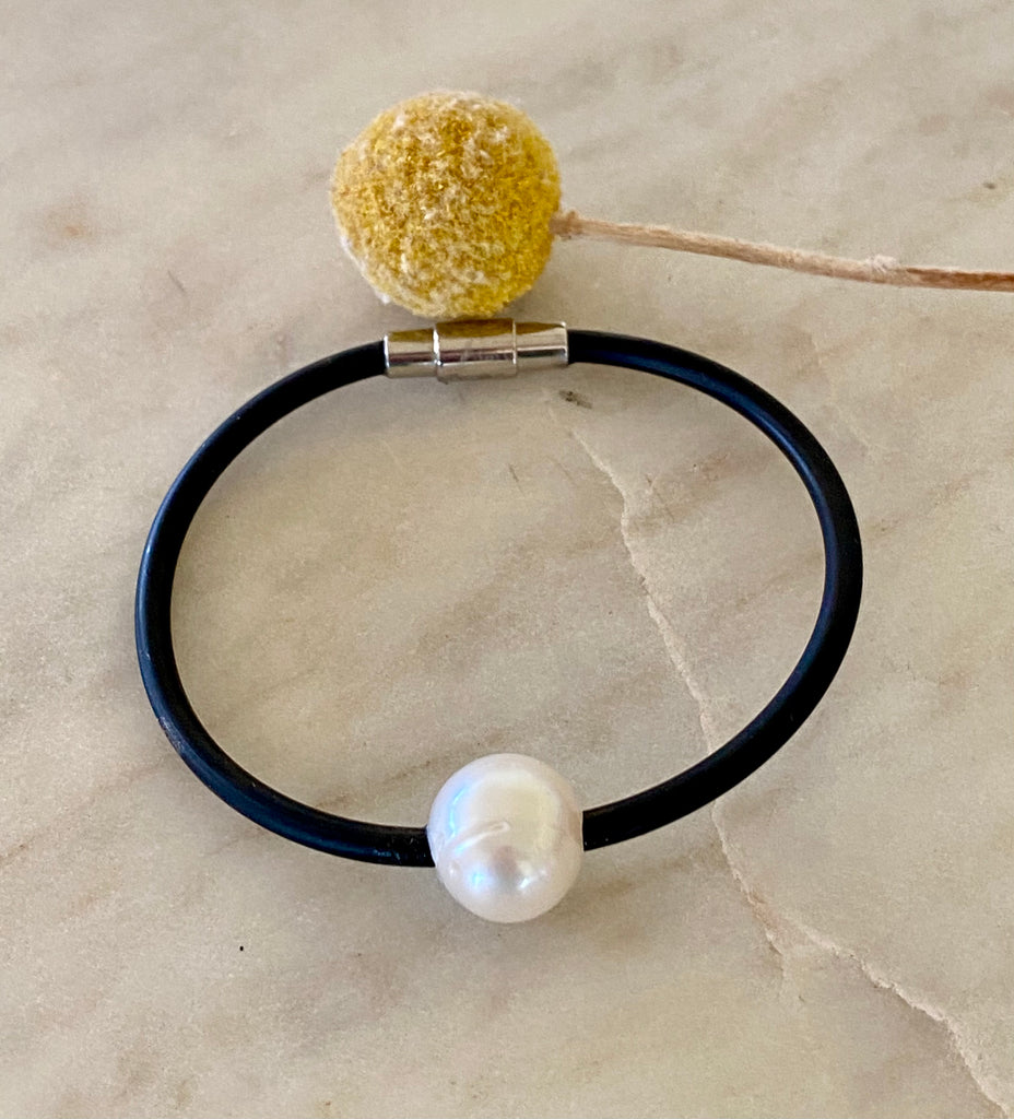 Neoprene + Pearl Bracelet