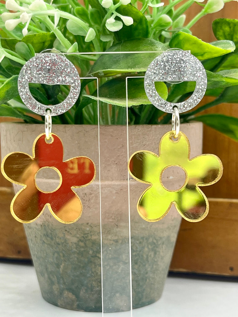Silver &  Daisy Flower Earrings
