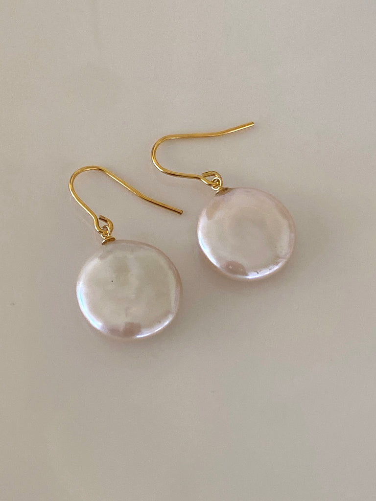 Coin Pearl + Gold Earring